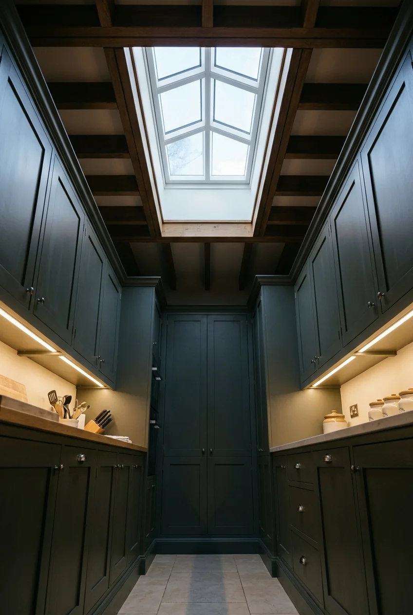 Roof light brightening an internal scullery aisle